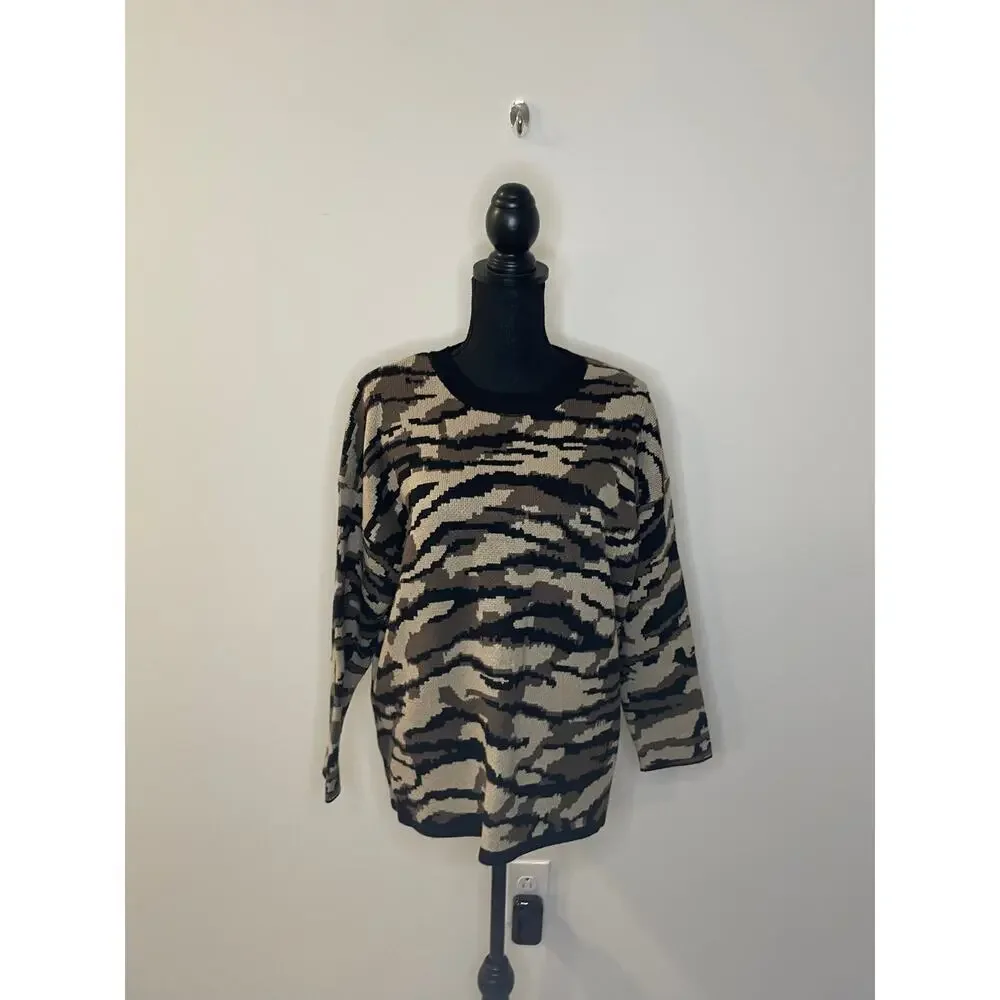 women's Philosophy 2X camouflage knit sweater long sleeves cozy casual relax
